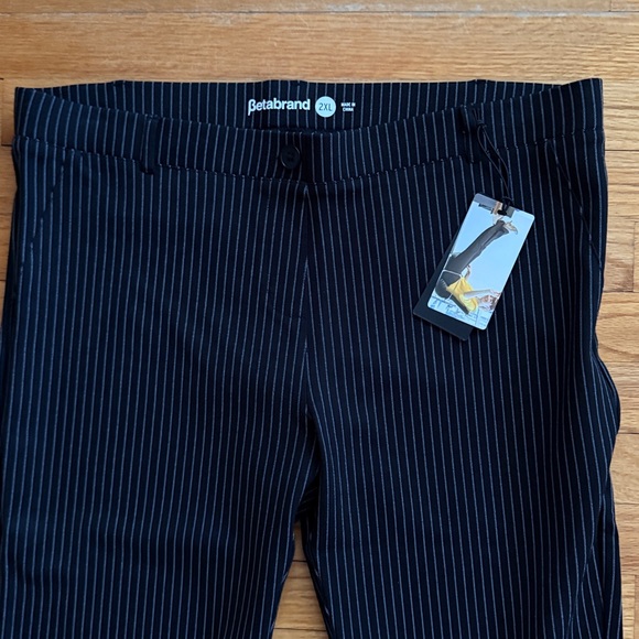 Betabrand Dress Yoga Pants Striped Black White 2XL - Picture 3 of 4